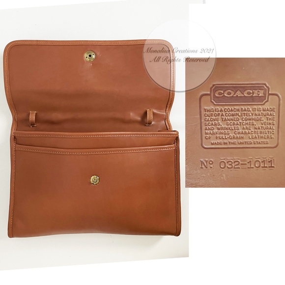 Coach Avenue Bag Crossbody Portfolio Brief #9886 British Tan Leather Vintage - Picture 12 of 14